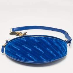 Balenciaga Blue Leather Souvenir Crossbody Bag
