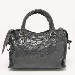 Pre Owned Balenciaga Black Leather Mini Classic City Bag