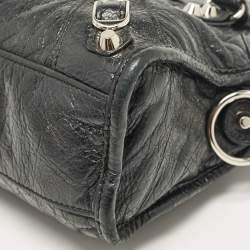 Pre Owned Balenciaga Black Leather Mini Classic City Bag