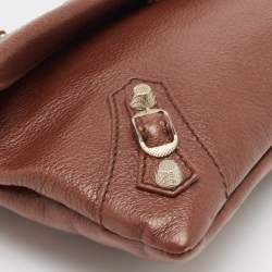 Pre Owned Balenciaga Brown Leather RH Classic Envelope Clutch