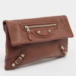 Pre Owned Balenciaga Brown Leather RH Classic Envelope Clutch