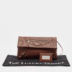 Pre Owned Balenciaga Brown Leather RH Classic Envelope Clutch