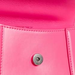 Pre Owned Balenciaga Neon Pink Leather XS Hourglass Top Handle Bag