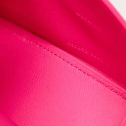 Pre Owned Balenciaga Neon Pink Leather XS Hourglass Top Handle Bag