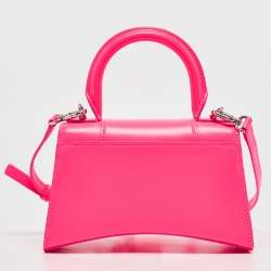 Pre Owned Balenciaga Neon Pink Leather XS Hourglass Top Handle Bag