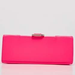 Pre Owned Balenciaga Neon Pink Leather XS Hourglass Top Handle Bag