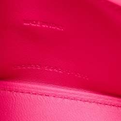 Pre Owned Balenciaga Neon Pink Leather XS Hourglass Top Handle Bag