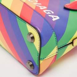 Balenciaga Multicolor Diagonal Rainbow Leather XXS Ville Bag