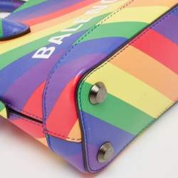 Balenciaga Multicolor Diagonal Rainbow Leather XXS Ville Bag