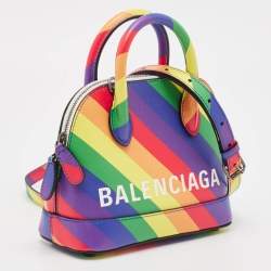 Balenciaga Multicolor Diagonal Rainbow Leather XXS Ville Bag