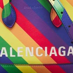Balenciaga Multicolor Diagonal Rainbow Leather XXS Ville Bag