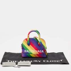 Balenciaga Multicolor Diagonal Rainbow Leather XXS Ville Bag