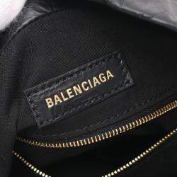 Balenciaga Black Leather Crush Small Tote Bag