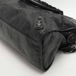Pre Owned Balenciaga Black Leather Motorcycle City Bag