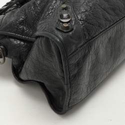 Pre Owned Balenciaga Black Leather Motorcycle City Bag