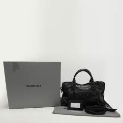 Pre Owned Balenciaga Black Leather Motorcycle City Bag