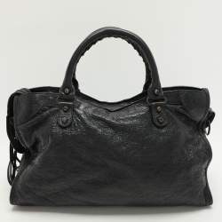Pre Owned Balenciaga Black Leather Motorcycle City Bag