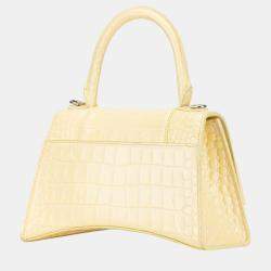 Balenciaga Yellow Small Embossed Hourglass Top Handle Bag