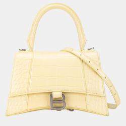 Balenciaga Yellow Small Embossed Hourglass Top Handle Bag