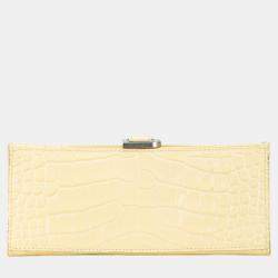 Balenciaga Yellow Small Embossed Hourglass Top Handle Bag