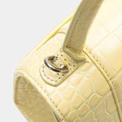 Balenciaga Yellow Small Embossed Hourglass Top Handle Bag