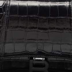 Balenciaga Black Croc Embossed Leather Hourglass Sling Shoulder Bag