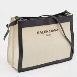 Balenciaga Black/Beige Canvas Pochette Crossbody Bag