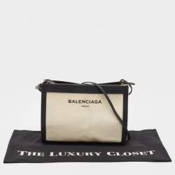 Balenciaga Black/Beige Canvas Pochette Crossbody Bag