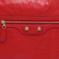 Pre Owned Balenciaga Red Leather Papier Clutch