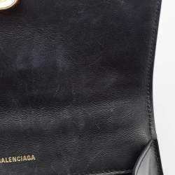 Balenciaga Black Leather Small Hourglass Top Handle Bag