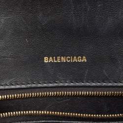 Balenciaga Black Leather Small Hourglass Top Handle Bag