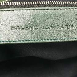 Pre Owned Balenciaga Green Leather Brogues Voyage Weekender Bag
