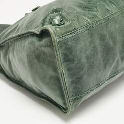Pre Owned Balenciaga Green Leather Brogues Voyage Weekender Bag