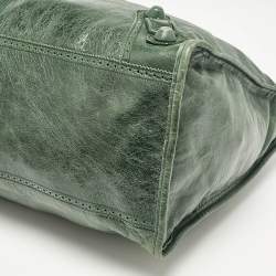 Pre Owned Balenciaga Green Leather Brogues Voyage Weekender Bag