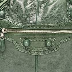 Pre Owned Balenciaga Green Leather Brogues Voyage Weekender Bag