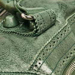 Pre Owned Balenciaga Green Leather Brogues Voyage Weekender Bag