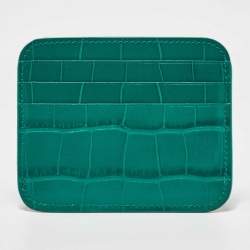 Balenciaga Green Croc Embossed Leather Card Holder