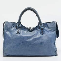 Pre Owned Balenciaga Blue Leather RH Classic City Tote