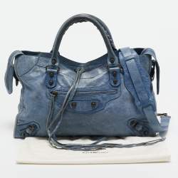 Pre Owned Balenciaga Blue Leather RH Classic City Tote