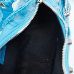 Pre Owned Balenciaga Blue Croc Embossed Leather XS Le Cagole Shoulder Bag