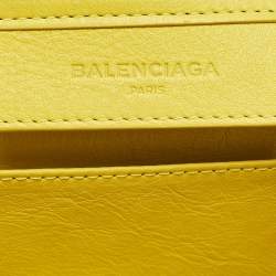 Balenciaga Jaune Soleil Leather Zip Papier Clutch