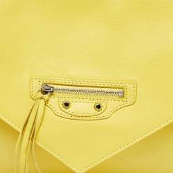 Balenciaga Jaune Soleil Leather Zip Papier Clutch