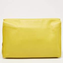 Balenciaga Jaune Soleil Leather Zip Papier Clutch