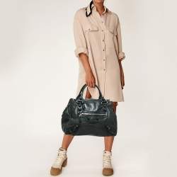 Pre Owned Balenciaga Dark Grey Leather Giant Brogues Midday Bag