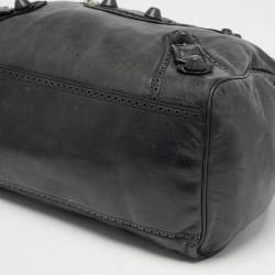Pre Owned Balenciaga Dark Grey Leather Giant Brogues Midday Bag
