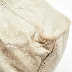 Pre Owned Balenciaga Light Grey Leather Brogue Work Tote