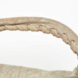 Pre Owned Balenciaga Light Grey Leather Brogue Work Tote