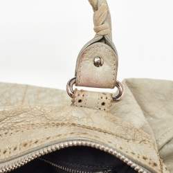 Pre Owned Balenciaga Light Grey Leather Brogue Work Tote
