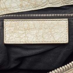 Pre Owned Balenciaga Light Grey Leather Brogue Work Tote