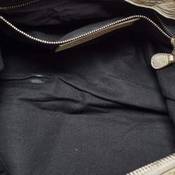 Pre Owned Balenciaga Light Grey Leather Brogue Work Tote